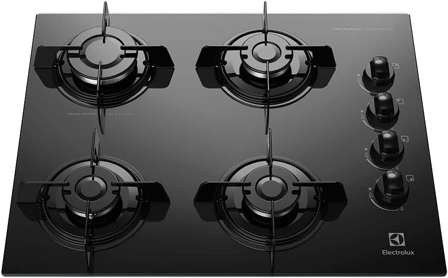 COOKTOP A GÁS KE4GP COM MESA DE VIDRO PRETA BIVOLT